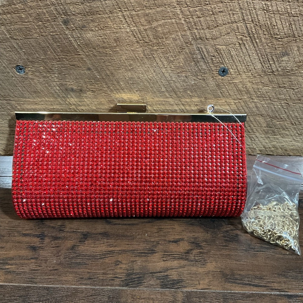 Charming Charlie Red and Gold Clutch 8x4